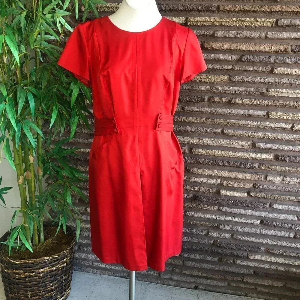 Badgley Mischka Designer Red 100% Silk Dress